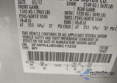 2017 Ford Edge Sel from USA, damaged, VIN 2FMPK4J80HBC11239